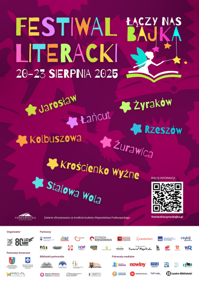 Grafika promująca Festiwal Literacki Łączy nas bajka
